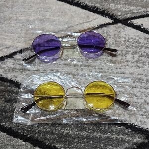VINTAGE UNIQUE KIDS UNISEX METAL-FRAMED ROUND COLORED TINTED LENNON SUNGLASSES